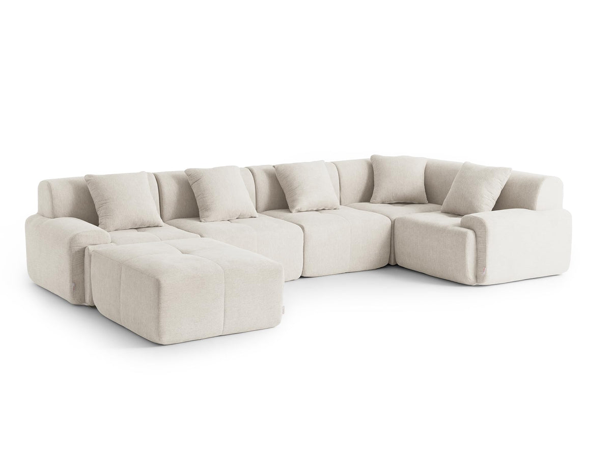 Sofá Modular 3 plazas con Chaise Longue, tapizado en Chenilla, Fundas de Cojines desenfundables (Gris Mineral, 3 plazas con Chaise Longue)