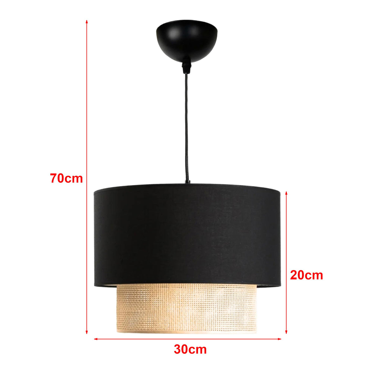 lux.pro Lámpara Colgante Lámpara de Techo Luminaria de Suspensión para Pasillo Restaurante 1xE27 20 W Plástico Tela 70 x Ø 30 cm Beige/Amarillo