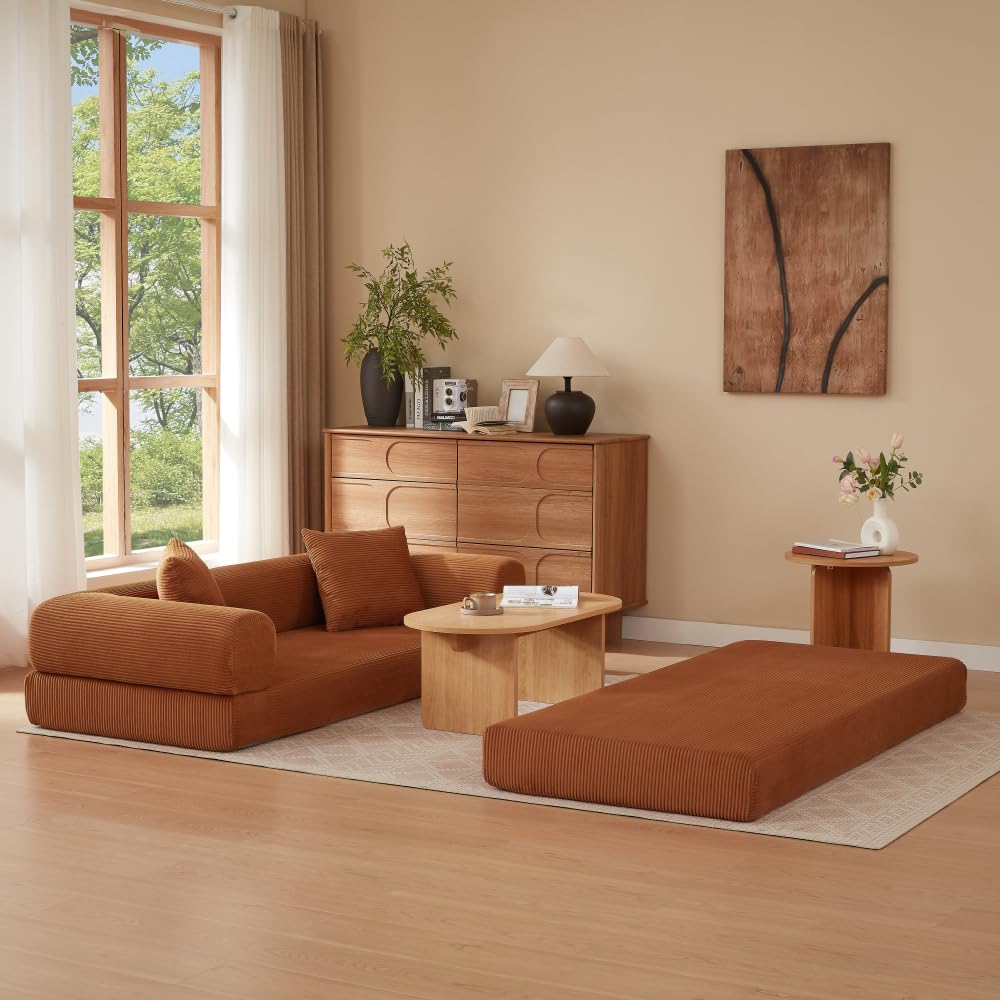 Sapgaks Sofá Convertible, Sofá Cama, Sofá 2 Plazas sin Marco, Sofá Plegable de Compresión, Diseño Cuadrado Clásico, No requiere Montaje (Verde-1)