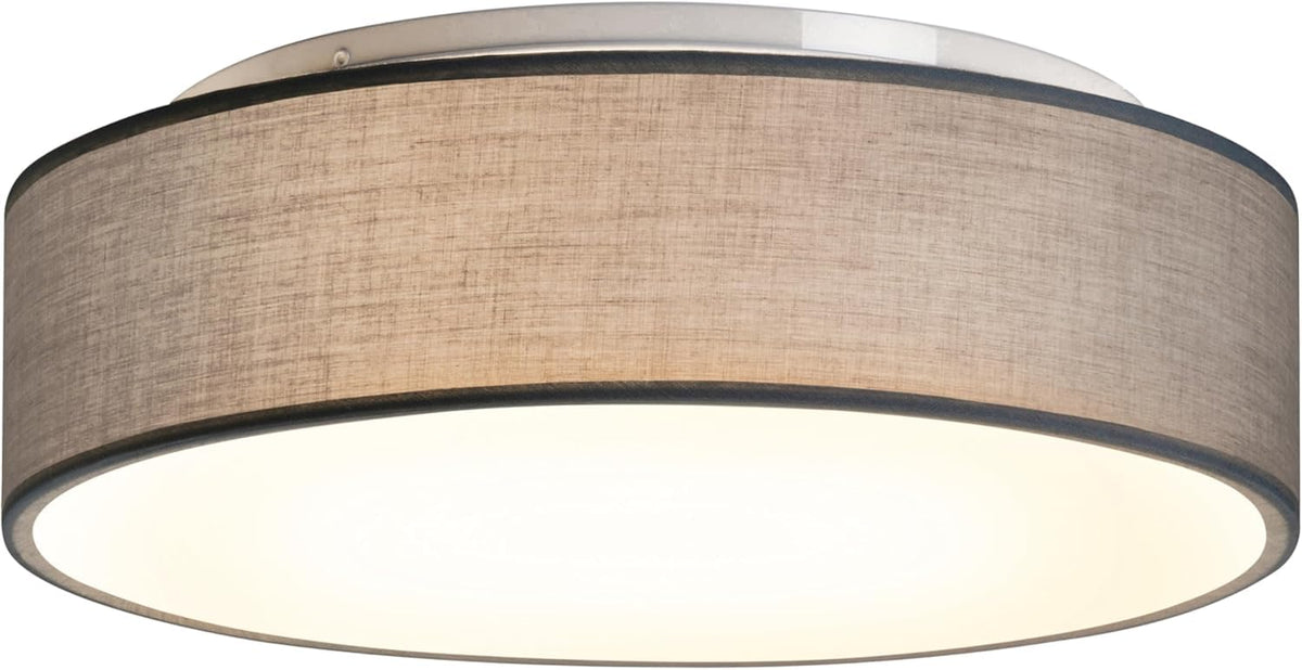 Plafón de Techo Redondo de Tela 38 cm, Pantalla Textil con 2 Casquillo E27 (40W máx.) Lámpara de Techo para Salón, Dormitorio, Pasillo o Habitación Infantil,Sin bombilla (Taupe, 38)