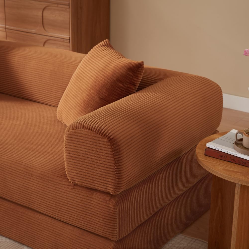 Sapgaks Sofá Convertible, Sofá Cama, Sofá 2 Plazas sin Marco, Sofá Plegable de Compresión, Diseño Cuadrado Clásico, No requiere Montaje (Verde-1)