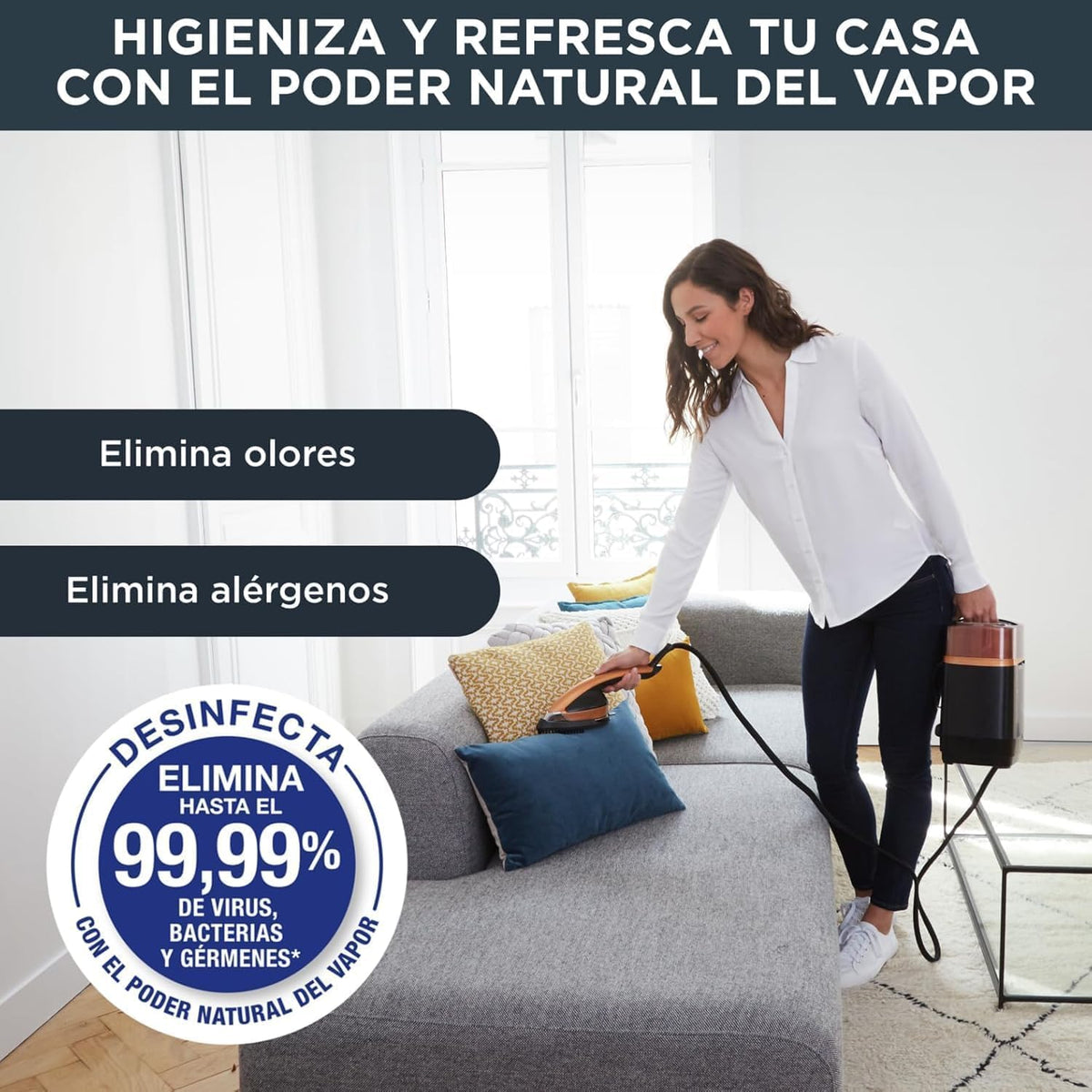 Rowenta Origin Home, Cepillo de vapor vertical, Potencia de 2000 W