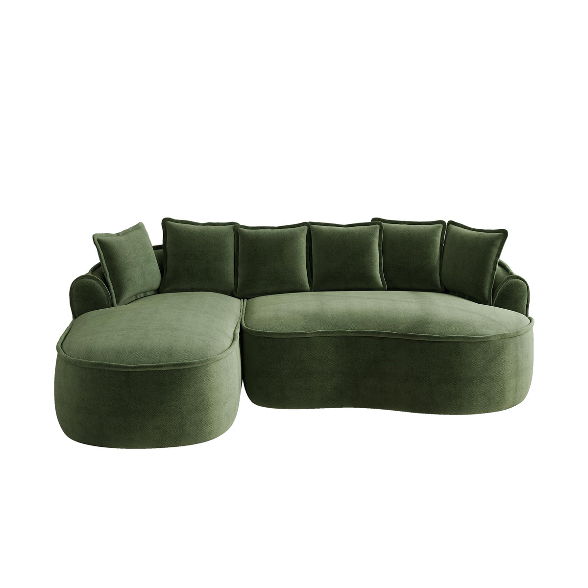 Sofá modular en forma de L sin marco, cómodo sofá de chenilla nube con asiento profundo, chaise longue moderno, extra grande, cojín ideal para salón, color verde