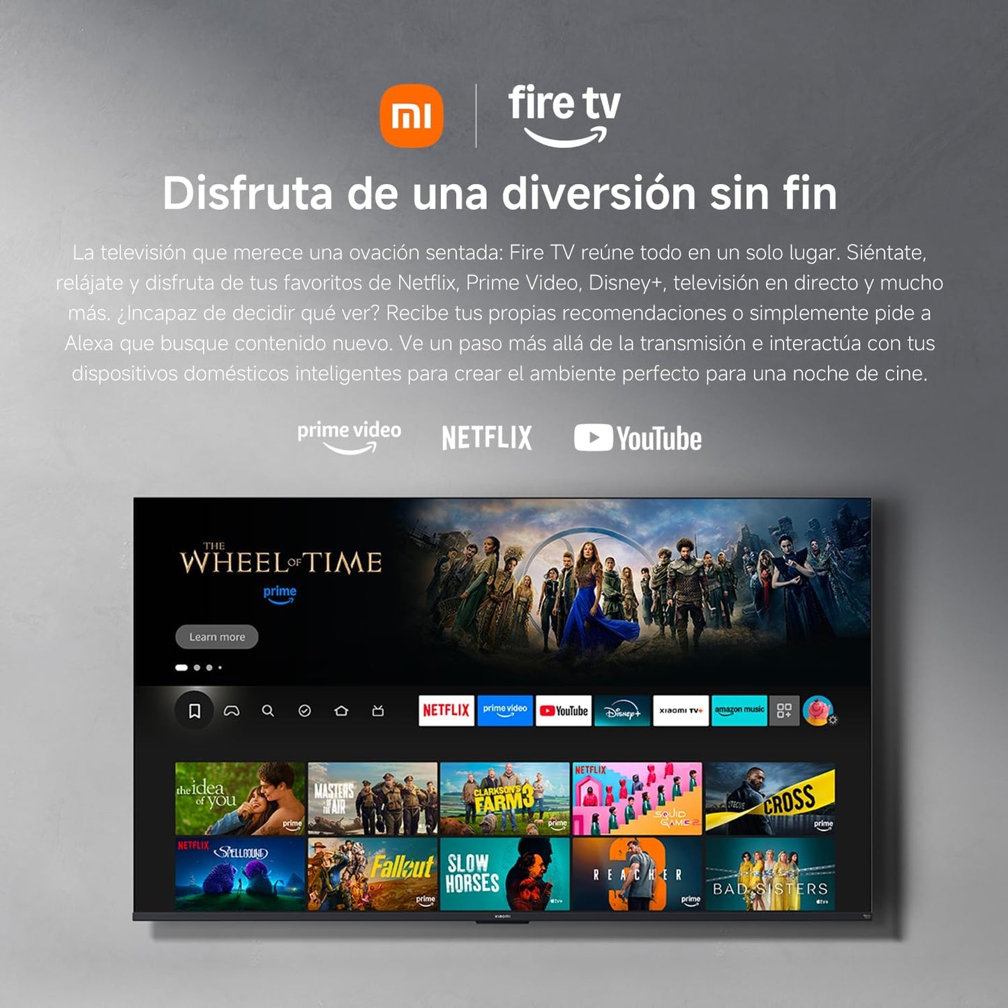 XIAOMI TV F Pro 75, 75 Pulgadas (190 cm), 4K UHD QLED, Smart TV, Fire OS8, Control por Voz Alexa, HDR10+, Modo Game Boost 120Hz, MEMC, Compatible con Apple AirPlay