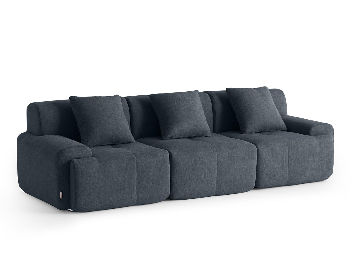 Sofá Modular 3 plazas con Chaise Longue, tapizado en Chenilla, Fundas de Cojines desenfundables (Gris Mineral, 3 plazas con Chaise Longue)