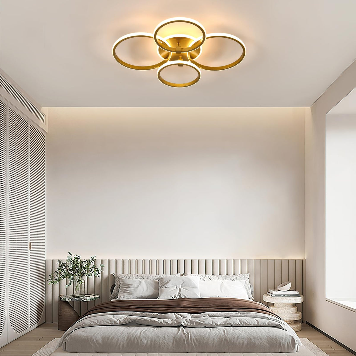 Riserva Plafon Techo LED Regulable 48W, Forma de Corazón, 3000K-6500K, Oro