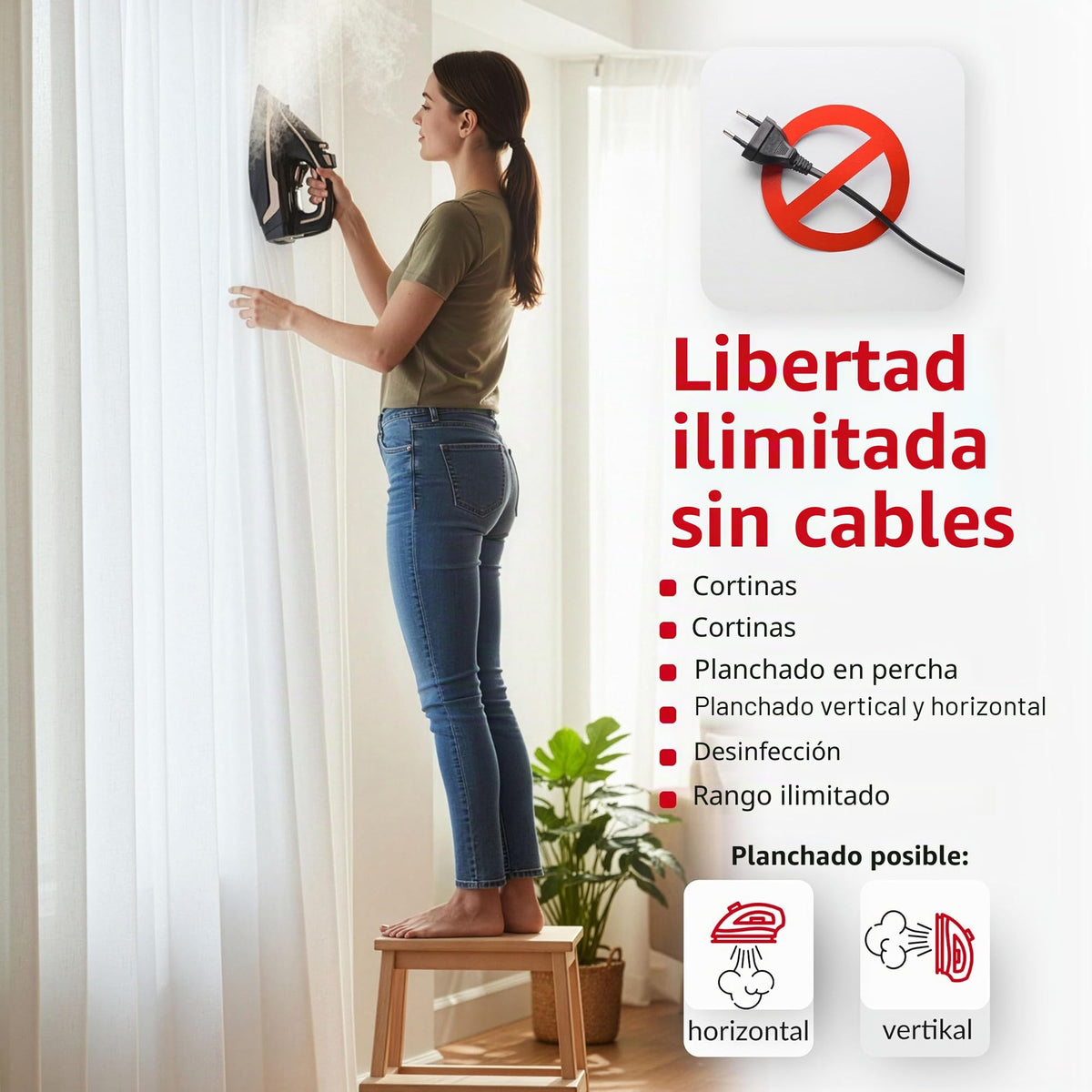LEHMANN LGOIR-2632 Plancha de Vapor Inalámbrica 3000W, Plancha Ropa con Suela Cerámica, Base de Carga, Depósito 320 ml, Sistema Antigoteo, Función de Limpieza Fácil, Apta para Planchado Vertical