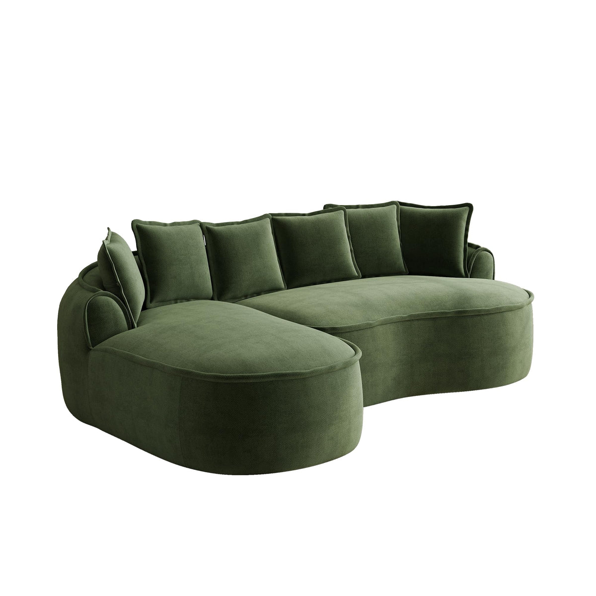 Sofá modular en forma de L sin marco, cómodo sofá de chenilla nube con asiento profundo, chaise longue moderno, extra grande, cojín ideal para salón, color verde
