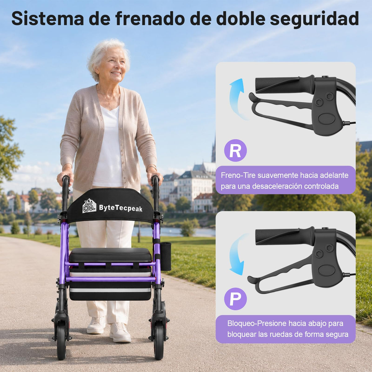 R4 Andador Plegable de 4 Ruedas con Asiento
