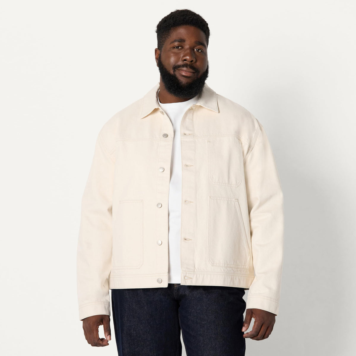 Amazon Essentials Hombre Chaqueta Funcional Vaquera Rígida de Corte Holgado