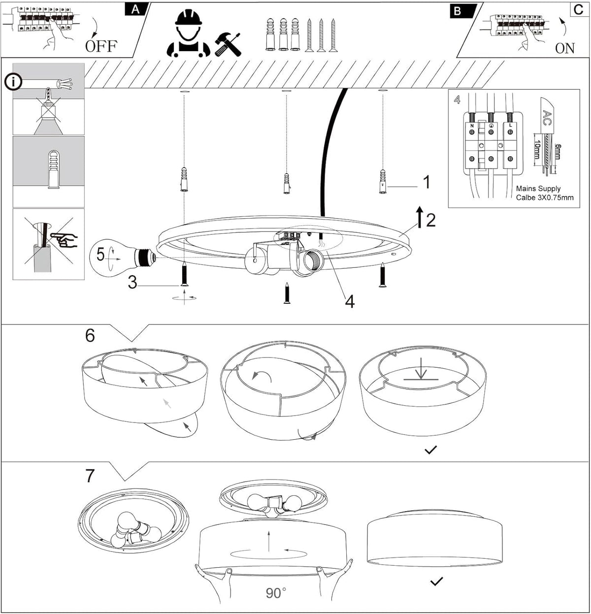 Plafón de Techo Redondo de Tela 38 cm, Pantalla Textil con 2 Casquillo E27 (40W máx.) Lámpara de Techo para Salón, Dormitorio, Pasillo o Habitación Infantil,Sin bombilla (Taupe, 38)