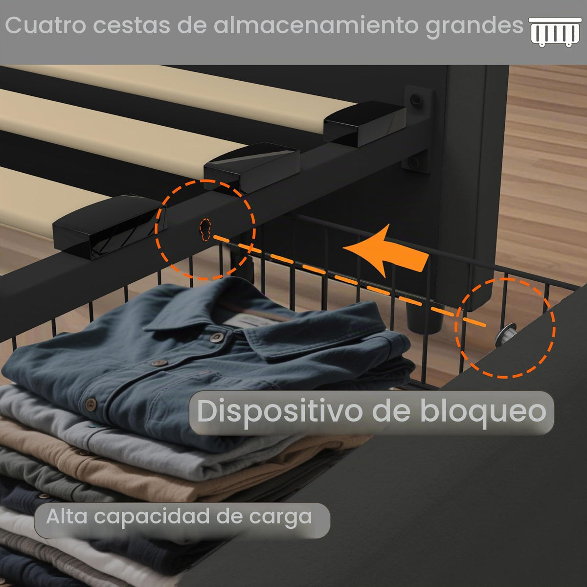 Estructura de Cama de Cuero 160x200cm con Carga USB Type-C, Blanco