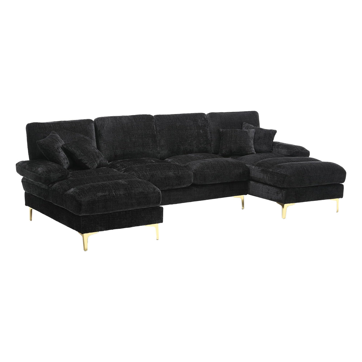 Sapgaks Sofá Seccional en U Moderno,Sofá 4 plazas,Mueble Acolchado de diseño Moderno,Tela de Chenilla (Beige)