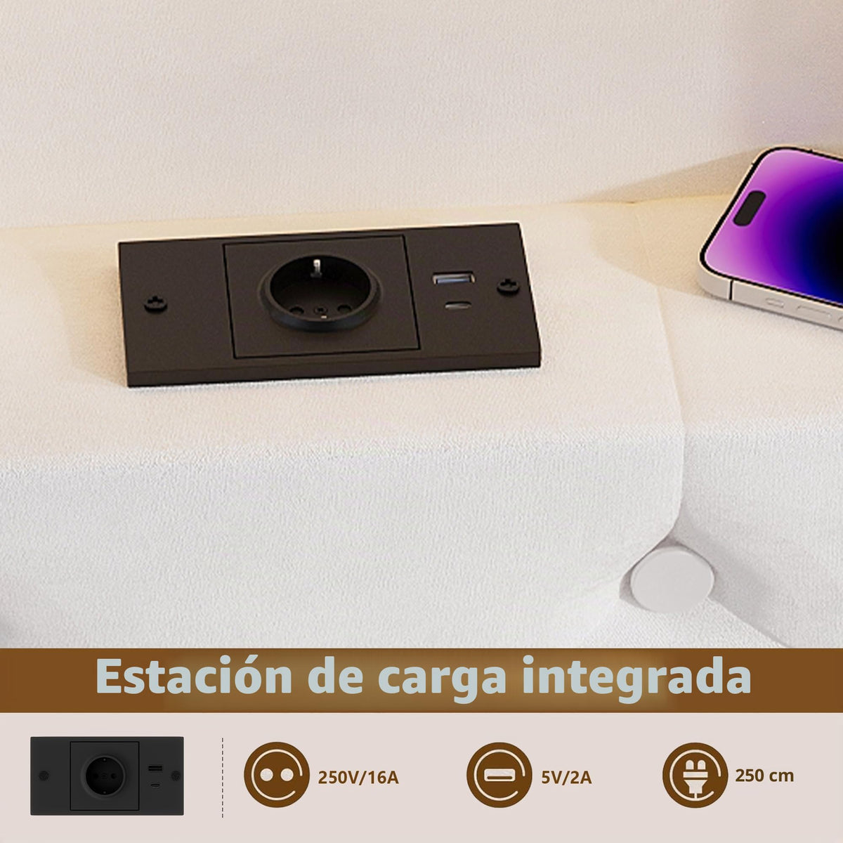 BRILVERDE Cama Tapizada 160x200 con Almacenamiento, Cama matrimonial con cajones, Cama Nido con LED, Cabecero Acolchado y Base de Láminas, Terciopelo (Beige, 160 x 200 cm)