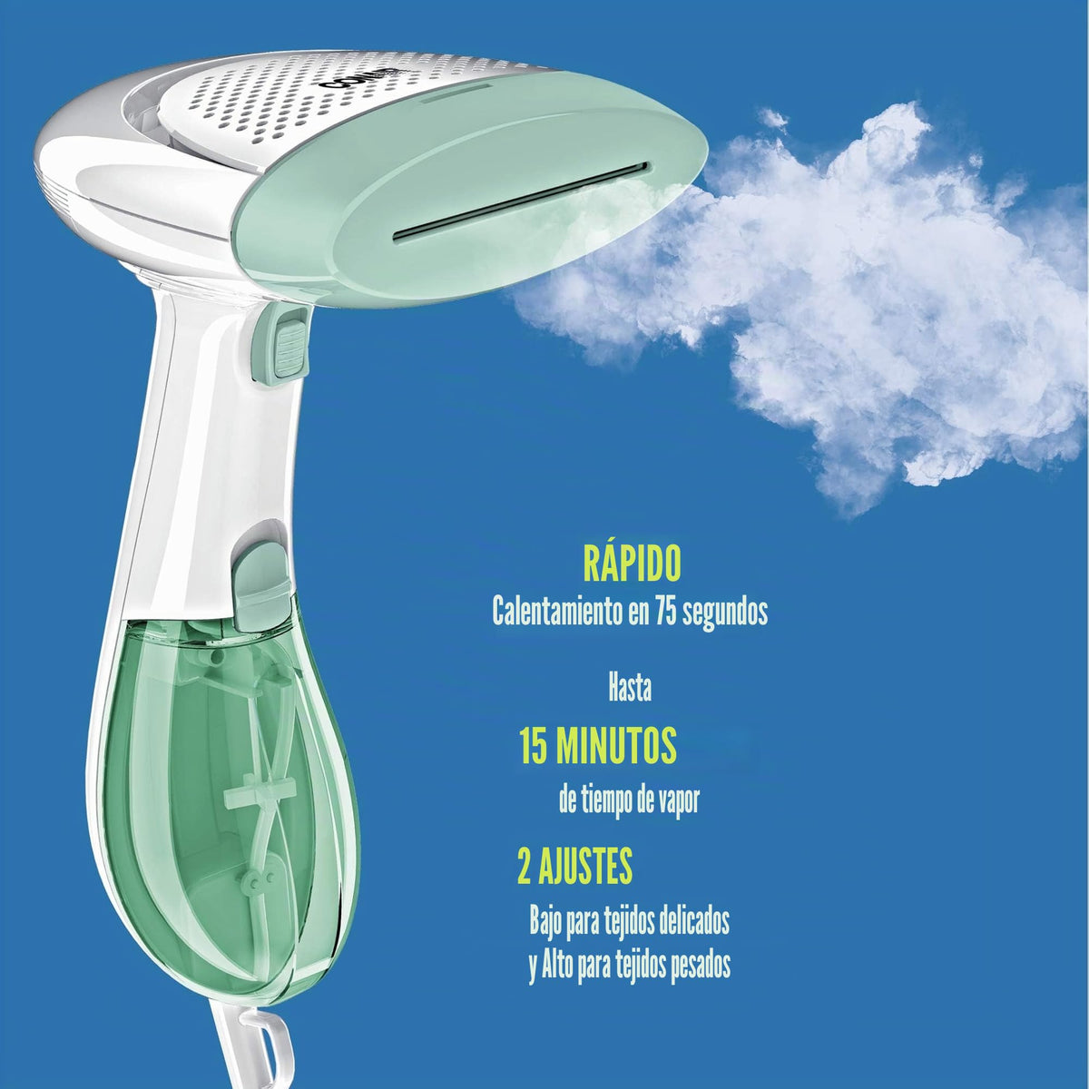 Conair GS59XE Plancha de vapor vertical Turbo ExtremeSteam, 1560 W, Tanque de agua 230 ml, Vapor continuo de 20 min, 5 ajustes de vapor, Ideal viajes y hogar
