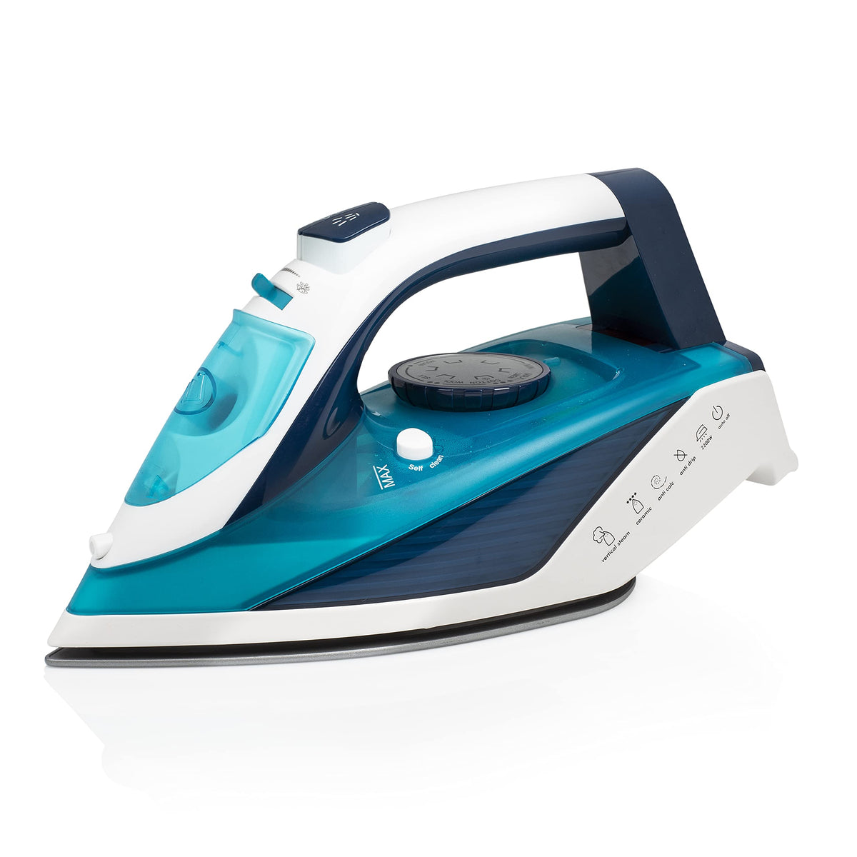 Tristar Plancha de Vapor, 2000 W, Suela de Cerámica, Ajustable, Vertical, Golpe hasta 70 g/min, Función de Autolimpieza, Depósito de Agua de 210 ml, Cable de 1,9 m, ST-8300, Azul