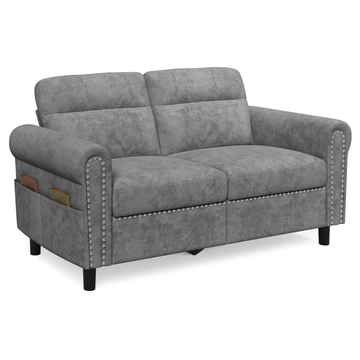 Sofá 2 Plazas,Loveseat con Bolsillo Lateral Beige