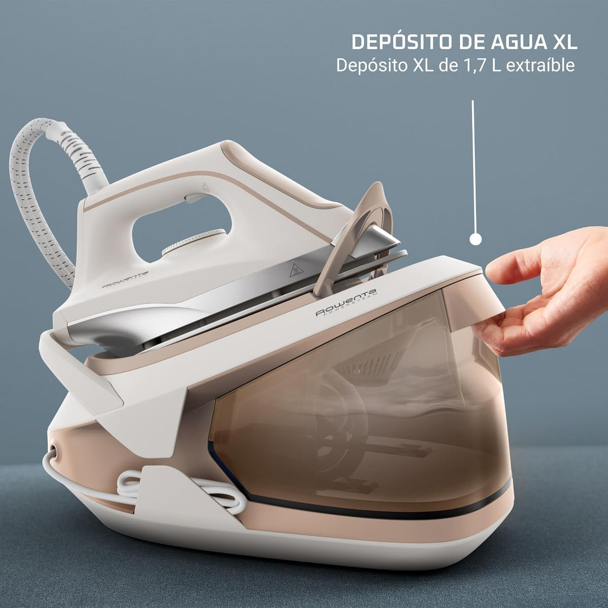 Rowenta Turbosteam, Centro de planchado, Golpe vapor 350g/min, Negro/Azul