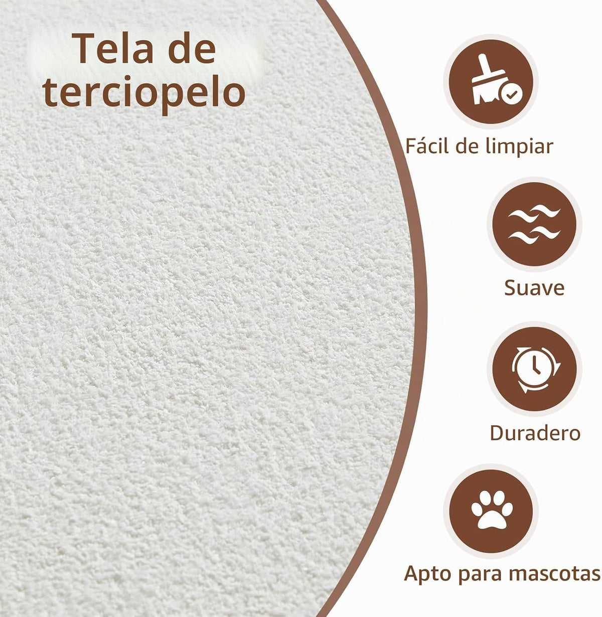 Bladez Sofá esquinero moderno curvado de 5 plazas, sofá modular de terciopelo, diseño curvado, cómodo sofá tapizado, cómodo sofá tapizado con cojines, adecuado para salón y apartamento, color blanco