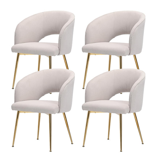 Juego de 6 sillas de comedor de terciopelo, sillas tapizadas con reposabrazos, patas doradas, sillas de cocina, para salón, dormitorio, oficina (6, blanco crema)