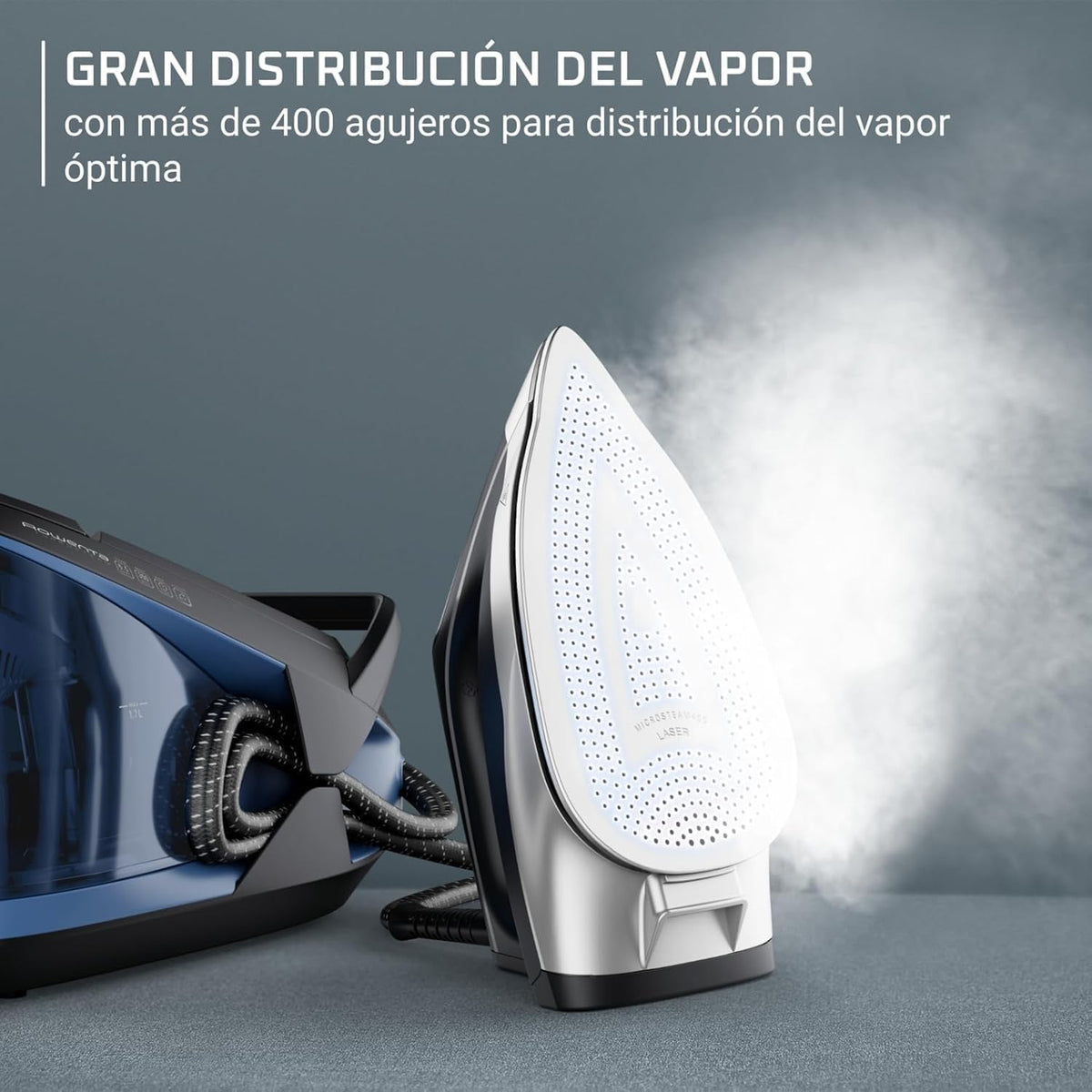Rowenta Turbosteam, Centro de planchado, Golpe vapor 350g/min, Negro/Azul