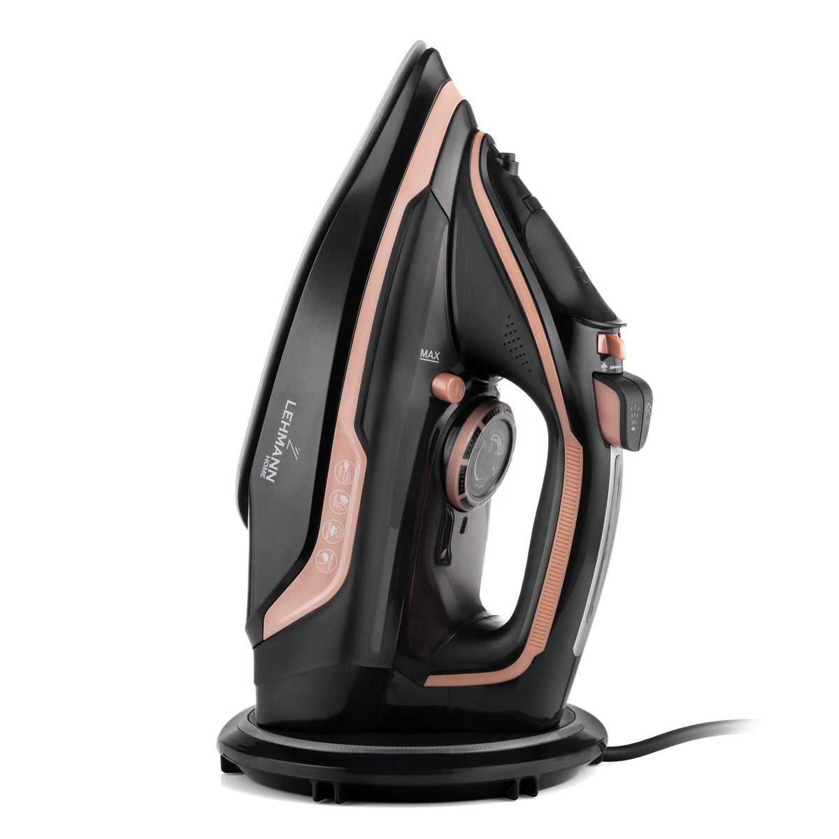 LEHMANN LGOIR-2632 Plancha de Vapor Inalámbrica 3000W, Plancha Ropa con Suela Cerámica, Base de Carga, Depósito 320 ml, Sistema Antigoteo, Función de Limpieza Fácil, Apta para Planchado Vertical