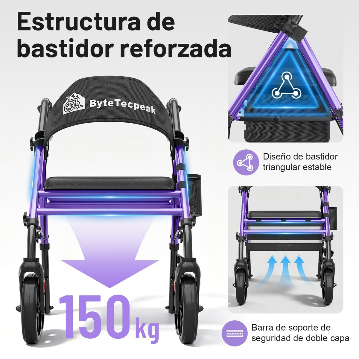 R4 Andador Plegable de 4 Ruedas con Asiento