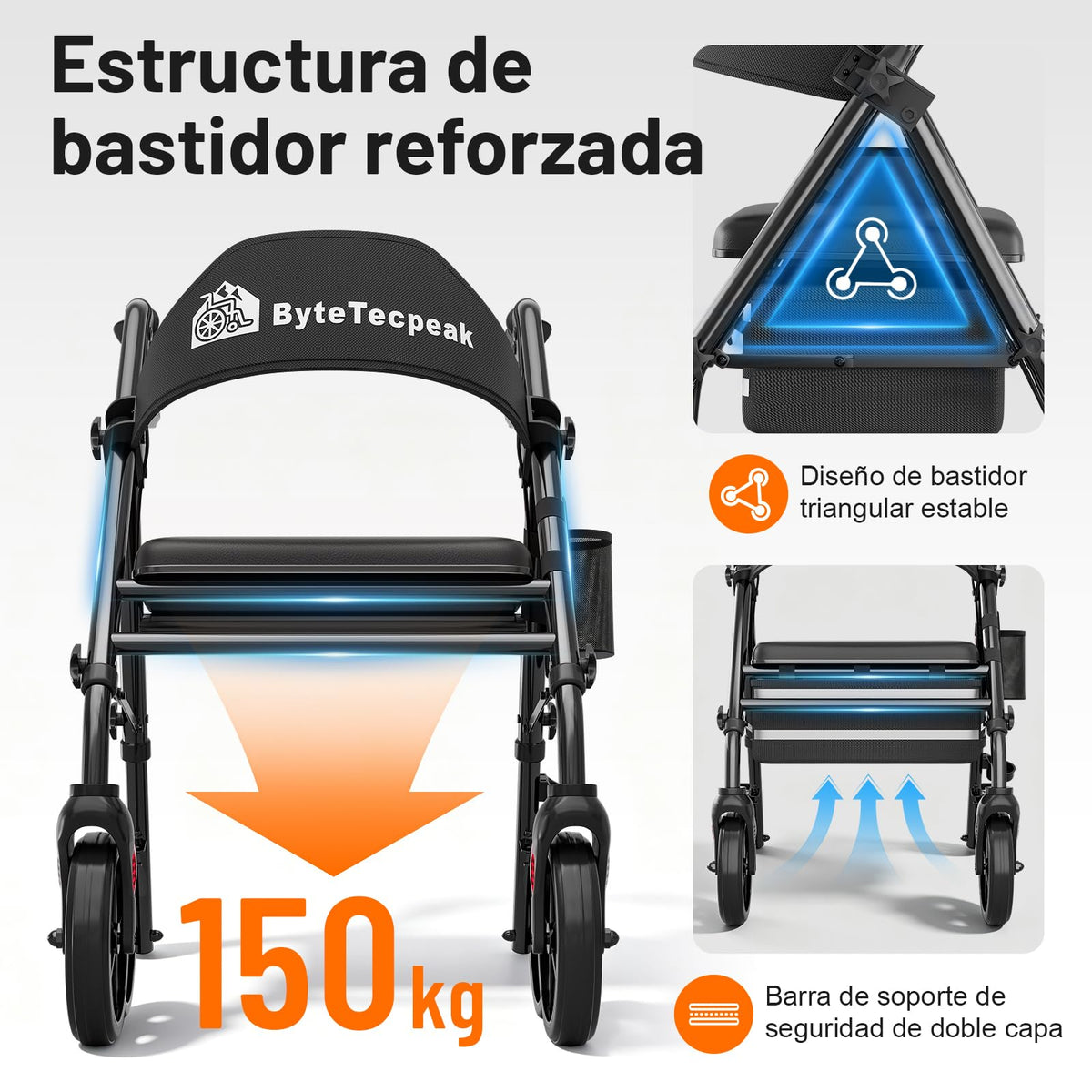 R4 Andador Plegable de 4 Ruedas con Asiento