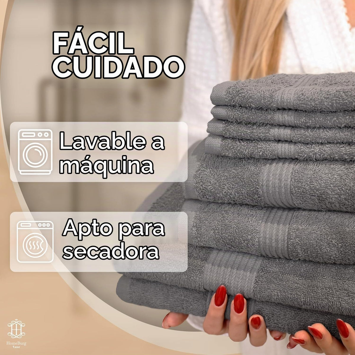 Luxe Set de Toallas 100% Algodón - 8 Piezas, 3 tamaños (30×30, 40×70 y 65×137 cm) - Suaves, absorbentes y de fácil Cuidado, Blanco