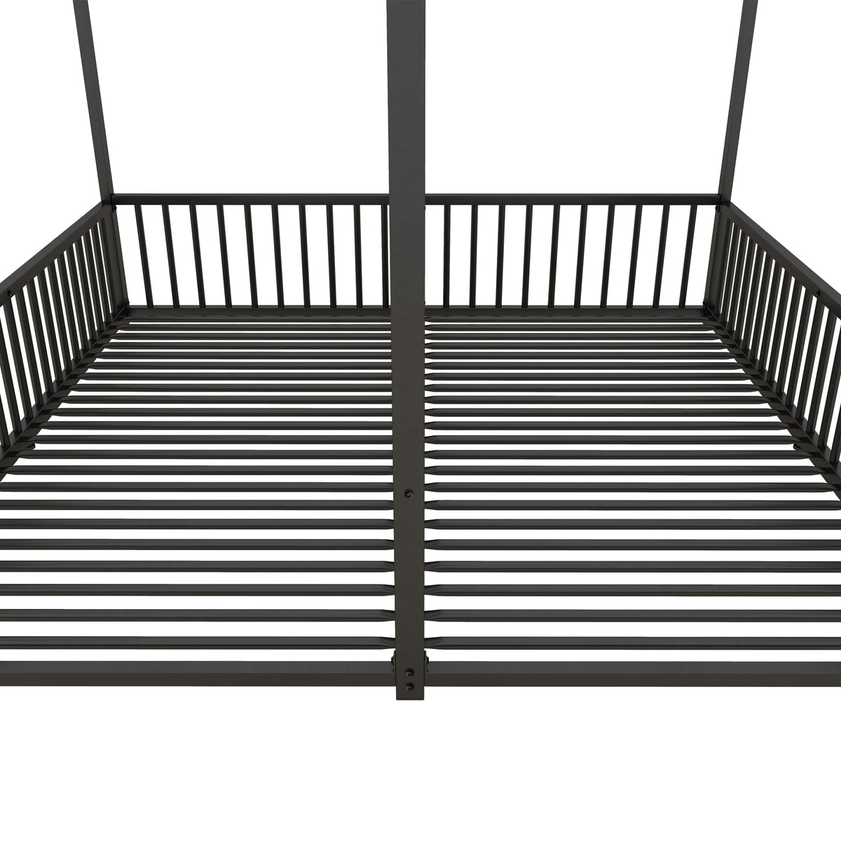 Cama infantil de 90 x 200 cm, dos camas de 90 cm con protección anticaídas, cama doble con modelado de casa, marco de hierro, color blanco, ideal para 2 niños