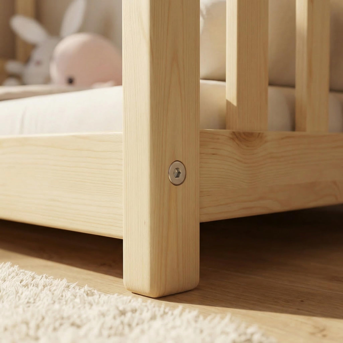 ecomi® Cama Infantil con Protección Anticaídas, Blanco, 80x160 cm