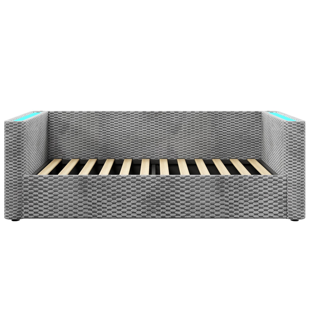 Moimhear Cama de día, diván cama, sofá cama, diseño de cama extensible multifuncional con tira de luz LED, somier de listones (sin colchón), terciopelo (beis, 90 x 200 cm+180 x 200 cm)