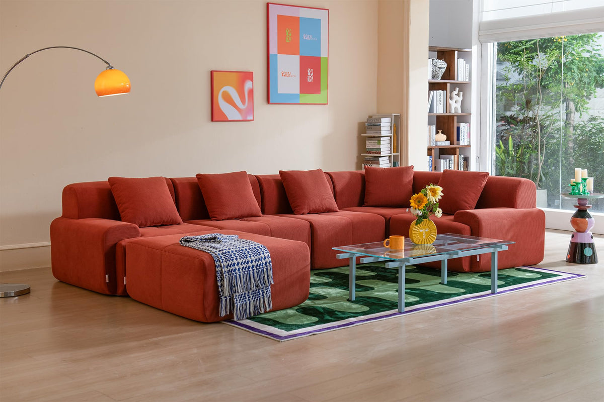 Sofá Modular 3 plazas con Chaise Longue, tapizado en Chenilla, Fundas de Cojines desenfundables (Gris Mineral, 3 plazas con Chaise Longue)