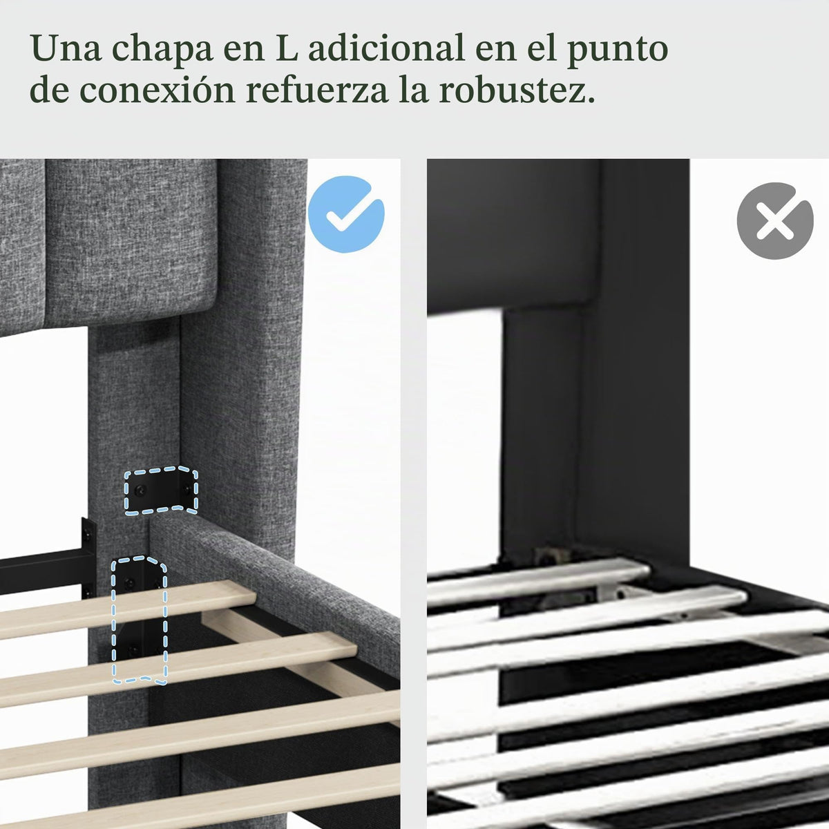 Yaheetech Cama Doble Tapizada 140 x 200cm con Somier de Lamas con Cabecero Rayado Moderno Estructura de Madera y Metal Marco de Cama para Adultos 2 Personas Beige