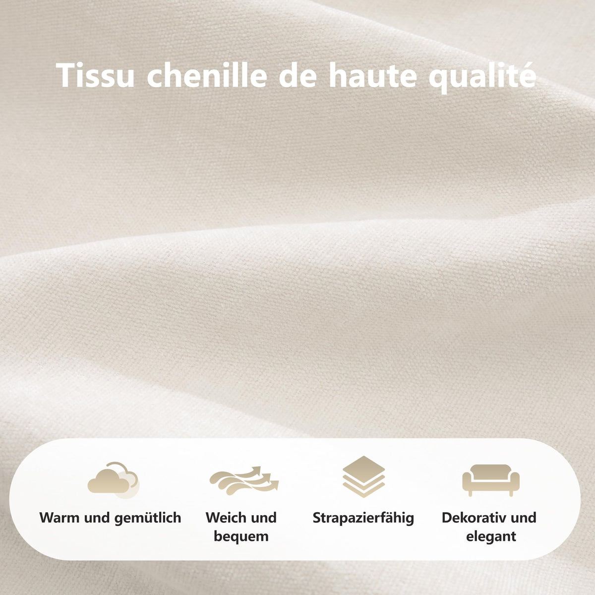 Sofá de esquina en forma de L de 4 plazas con reposapiés, sofá modular Cloud sin marcos de chenilla, sofá de estar suave, antideslizante, combinable de forma flexible, sin montaje, salón color