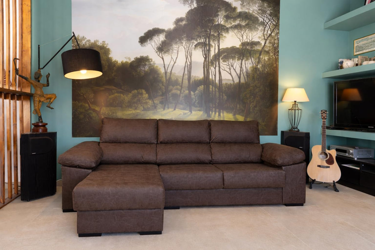 DUPI Sofá Chaiselongue Sleep Pro | Arcón Reversible Izquierda/Derecha | 265x96x148 cm | Gris