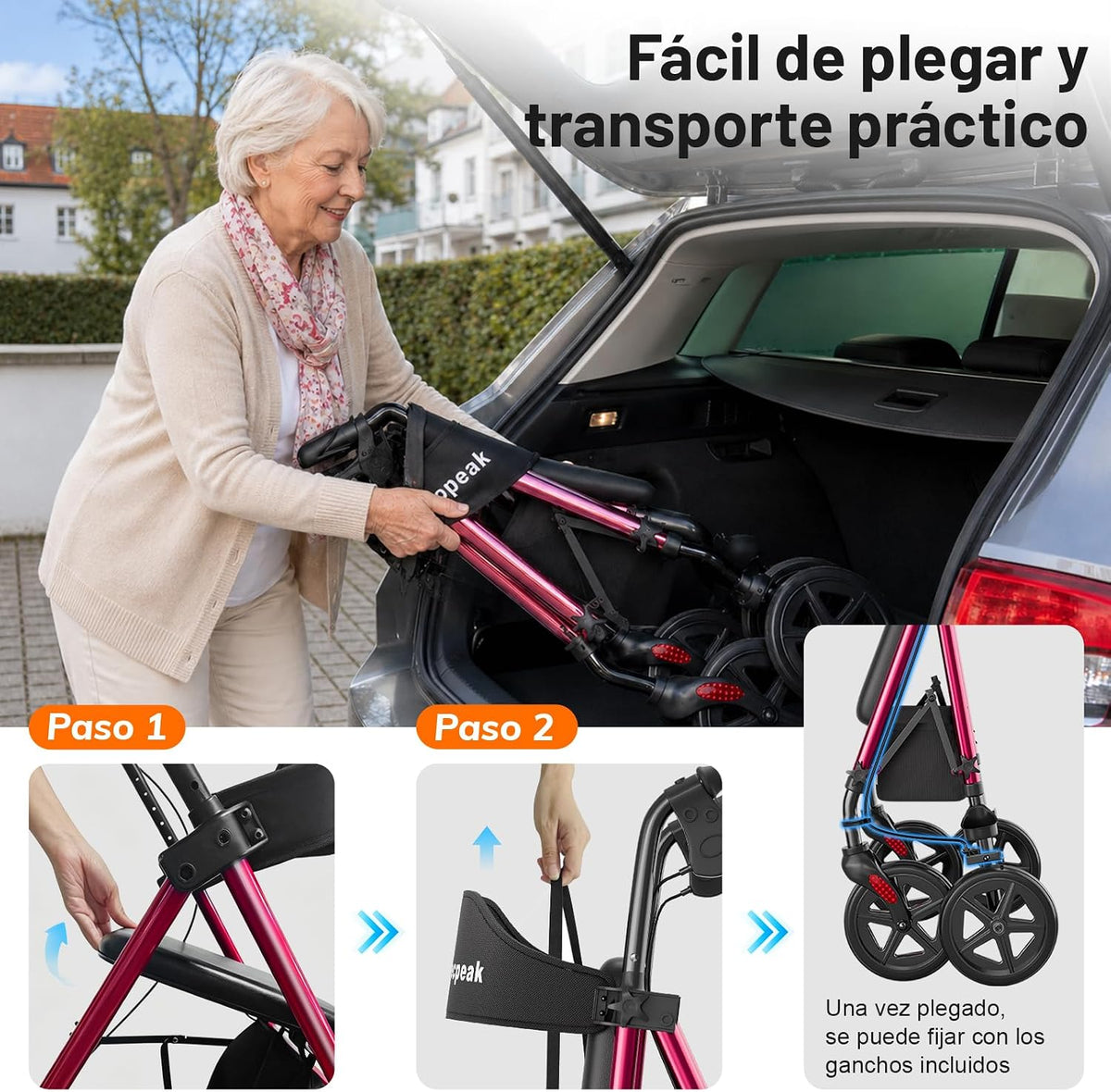 R4 Andador Plegable de 4 Ruedas con Asiento