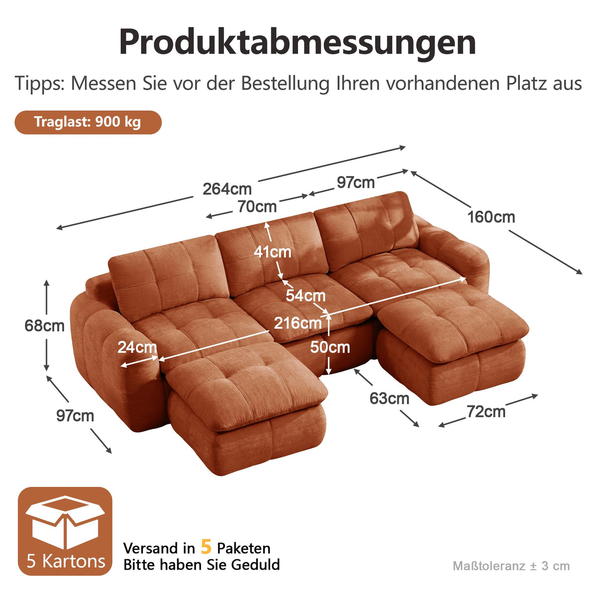 Sofá de 3 plazas con 1 taburete chenilla beige