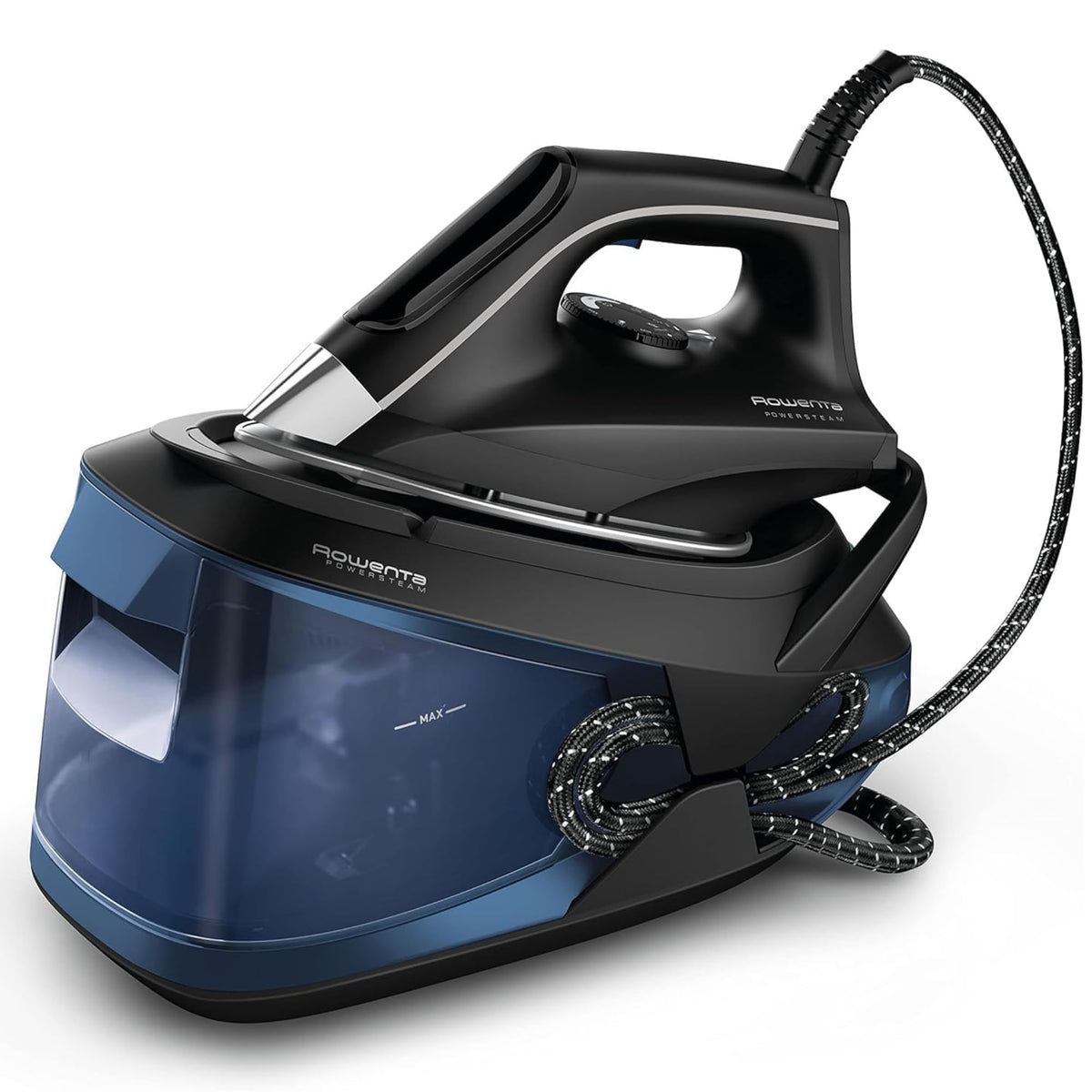 Rowenta Turbosteam, Centro de planchado, Golpe vapor 350g/min, Negro/Azul