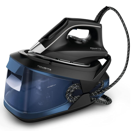 Rowenta Turbosteam, Centro de planchado, Golpe vapor 350g/min, Negro/Azul