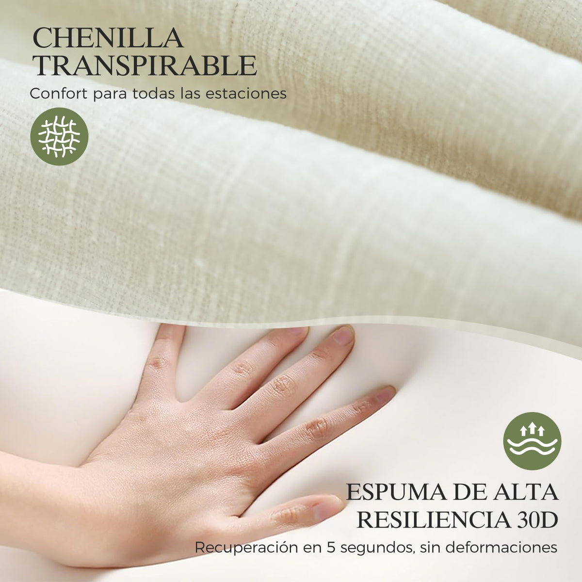 ELUCHANG Sofá Nube Modular 256cm, Sofá de 3 Plazas con Asiento Profundo 62cm, Montaje sin Herramientas, Sofá Moderno de Chenilla para Salón y Habitación, Gris Perla
