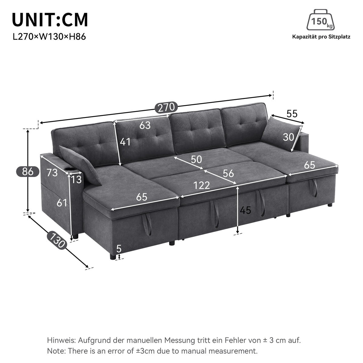Sapgaks Sofá Seccional en U Moderno,Sofá 4 plazas,Mueble Acolchado de diseño Moderno,Tela de Chenilla (Beige)
