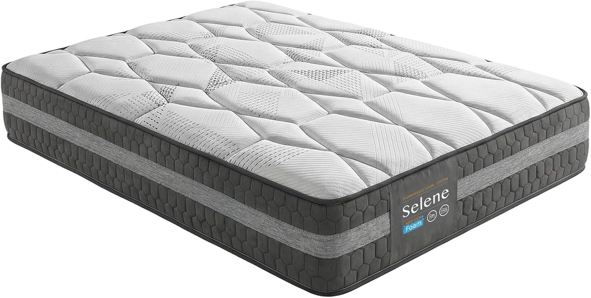 Duérmete Online - Colchón Viscoelástico Selene, Confort Óptimo, Soporte Ergonómico para la Espalda, Altura 30 cm, Alta Firmeza, Antiácaros, Antibacteriano e Hipoalergénico 90 x 190