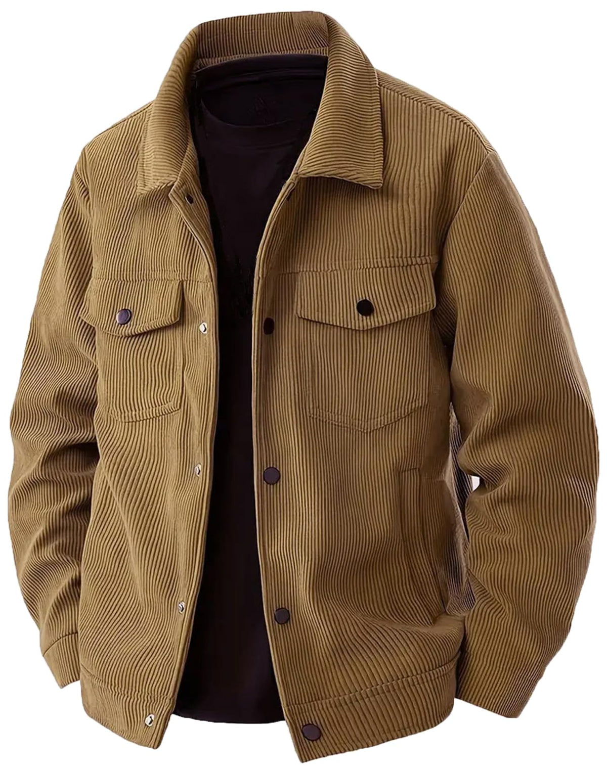 PADOLA Chaqueta de Pana para Hombre Chaqueta Ligera de Manga Larga con Solapa Camisa Abotonada Casual con Bolsillos