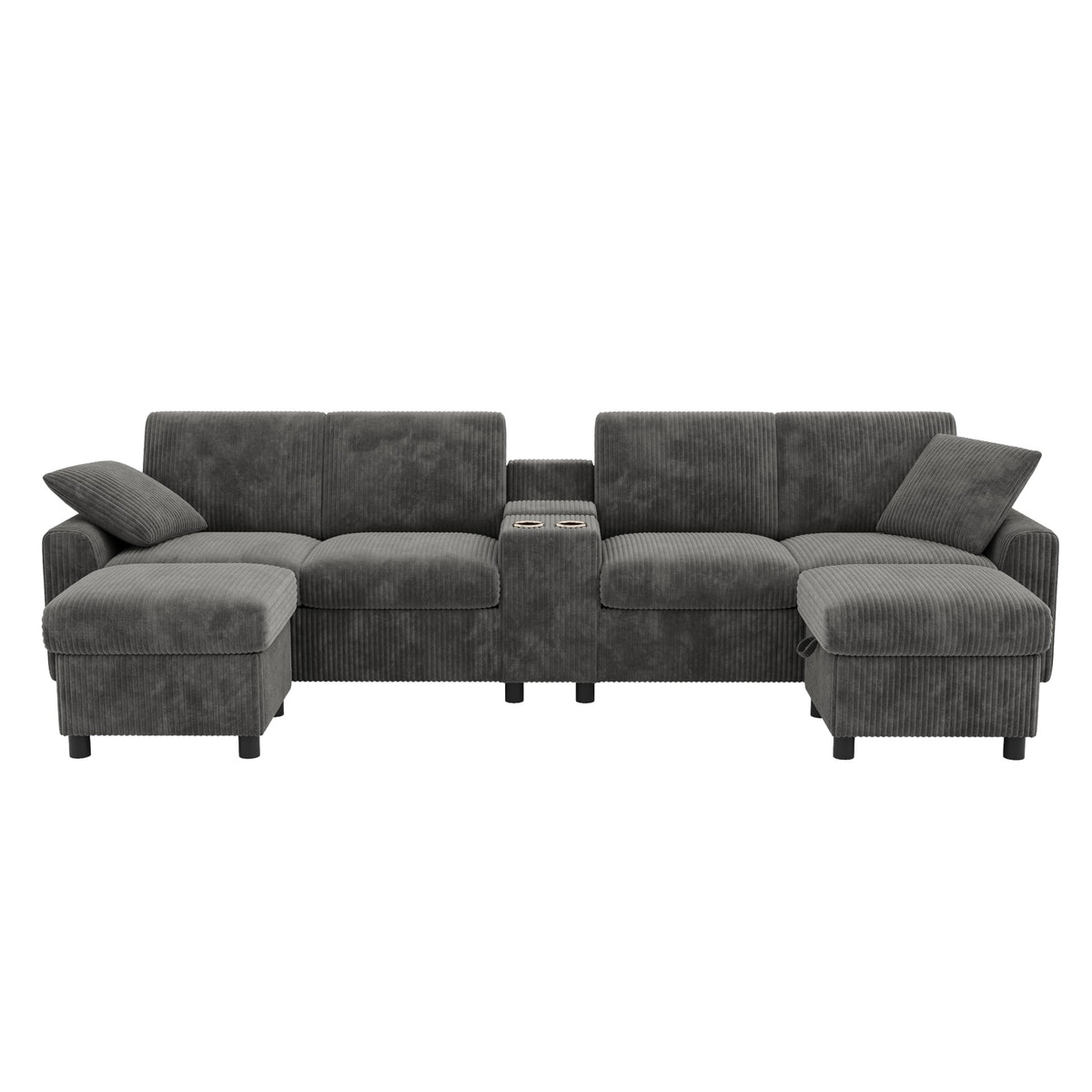 Sapgaks Sofá Seccional en U Moderno,Sofá 4 plazas,Mueble Acolchado de diseño Moderno,Tela de Chenilla (Beige)