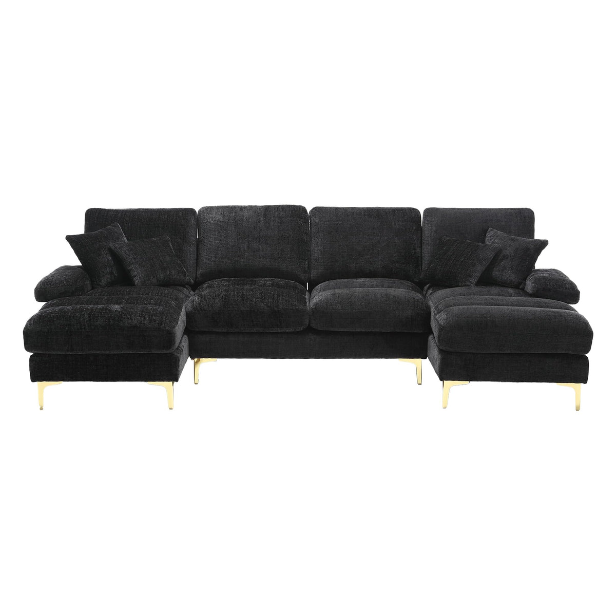 Sapgaks Sofá Seccional en U Moderno,Sofá 4 plazas,Mueble Acolchado de diseño Moderno,Tela de Chenilla (Beige)