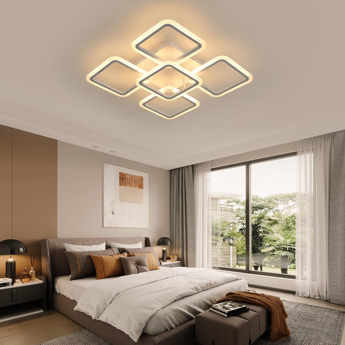 Riserva Plafon Techo LED Regulable 48W, Forma de Corazón, 3000K-6500K, Oro