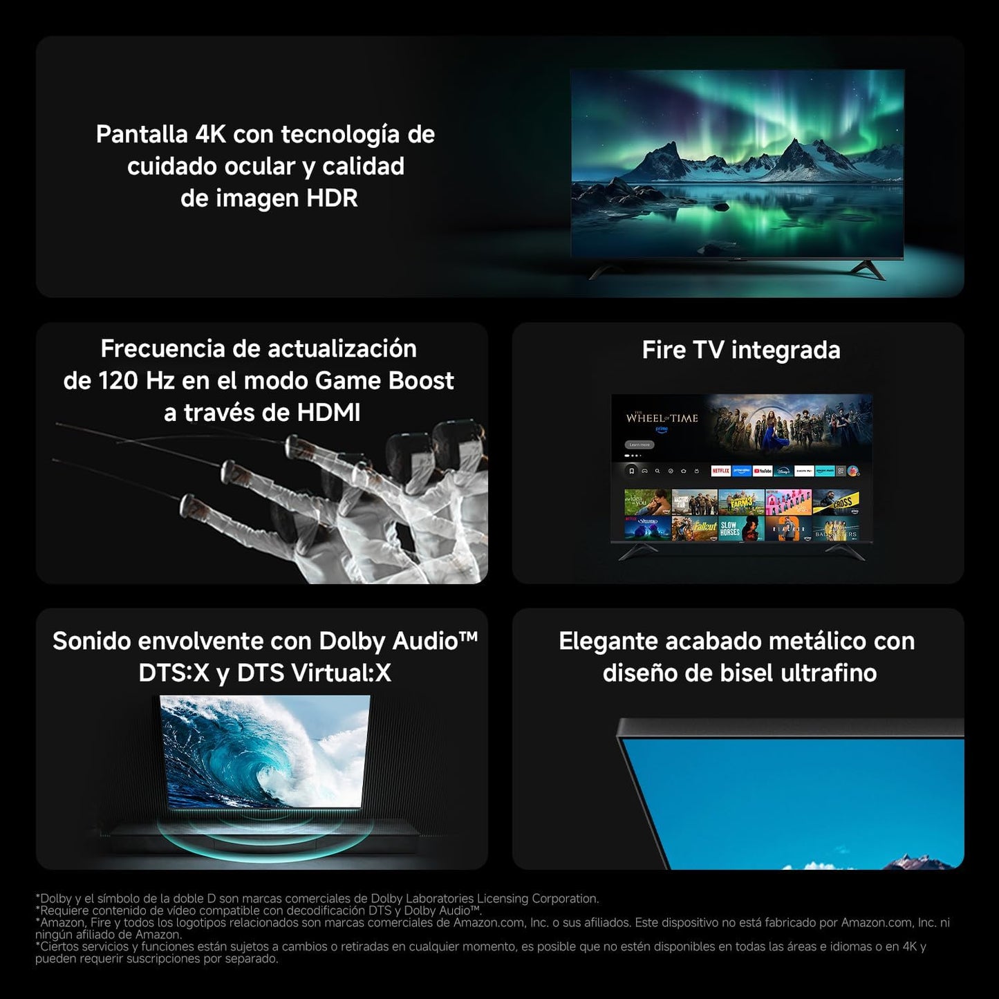 XIAOMI TV F 65, 65 Pulgadas (165 cm), 4K UHD, Smart TV, Fire OS8, Control por Voz Alexa, HDR10, MEMC, Modo Game Boost 120Hz, Compatible con Apple AirPlay