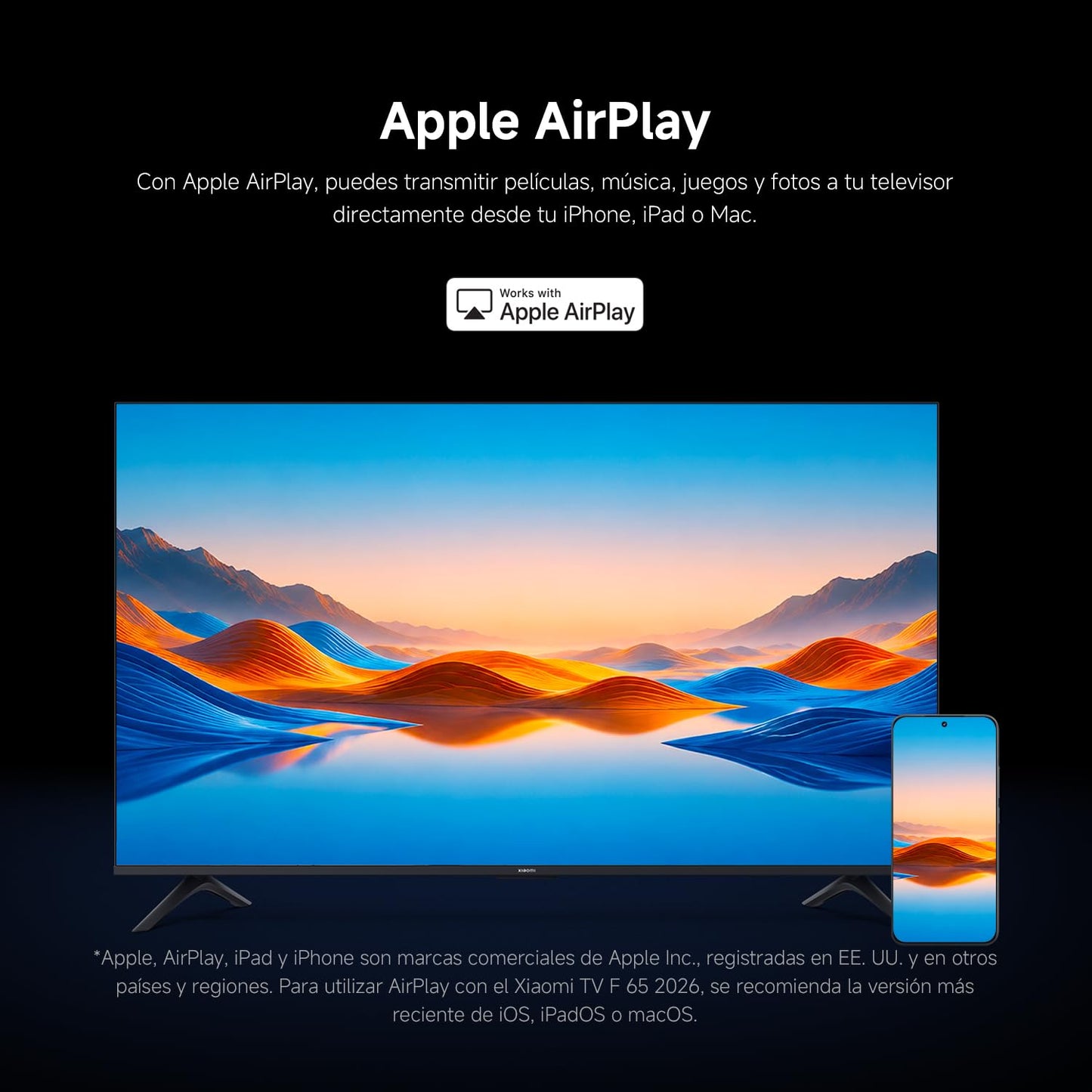 XIAOMI TV F 65, 65 Pulgadas (165 cm), 4K UHD, Smart TV, Fire OS8, Control por Voz Alexa, HDR10, MEMC, Modo Game Boost 120Hz, Compatible con Apple AirPlay
