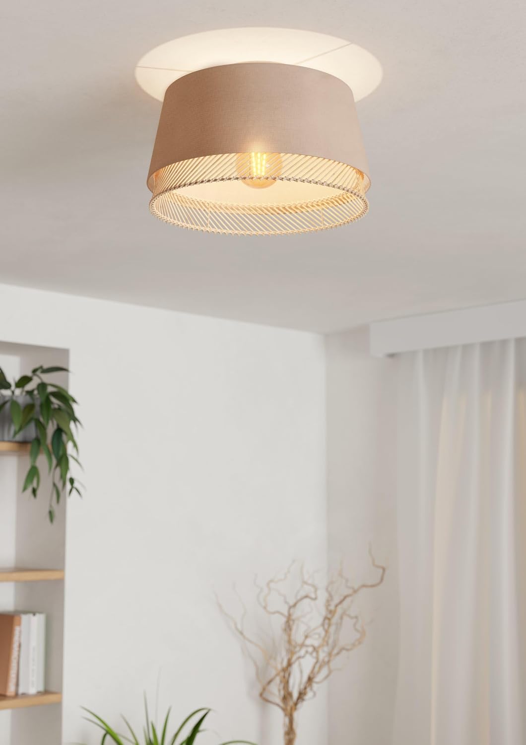 Eglo Tabley Lámpara de techo de estilo natural, adecuada para colocar